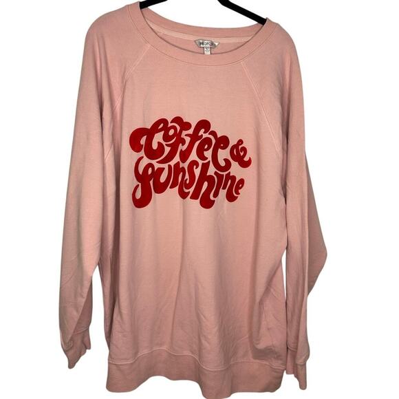 Wildfox "Coffee & Sunshine" Crewneck Lightweight Sweatshirt Large Blush Pink - Picture 1 of 6